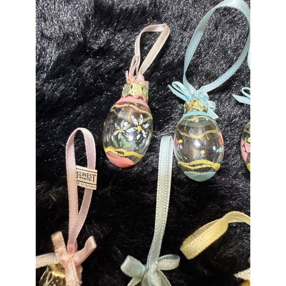Set Of 12 Midwest Glass Hand-Painted Easter Egg Ornaments With Ribbon Hangers - Picture 5 of 10